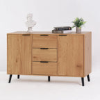 Buffet en bois naturel / gris avec tiroirs et portes – 120 cm, unité individuelle