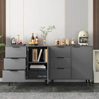 Buffet en bois naturel / gris avec tiroirs et portes – 120 cm, unité individuelle
