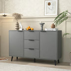 Buffet en bois naturel / gris avec tiroirs et portes – 120 cm, unité individuelle