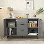 Buffet en bois naturel / gris avec tiroirs et portes – 120 cm, unité individuelle
