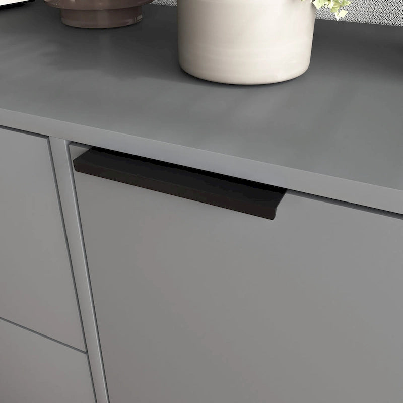Buffet en bois naturel / gris avec tiroirs et portes – 120 cm, unité individuelle