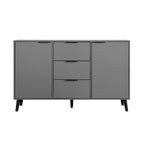 Buffet en bois naturel / gris avec tiroirs et portes – 120 cm, unité individuelle