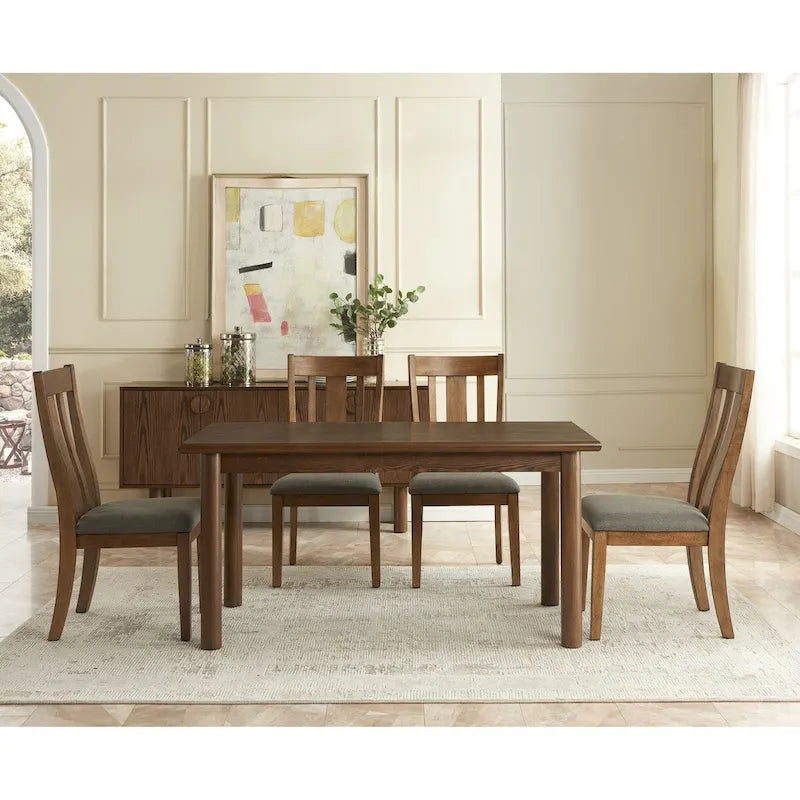 Table de salle à manger rectangulaire moderne du milieu du siècle en noyer avec pieds en bois massif – Peut accueillir 6 à 8 personnes