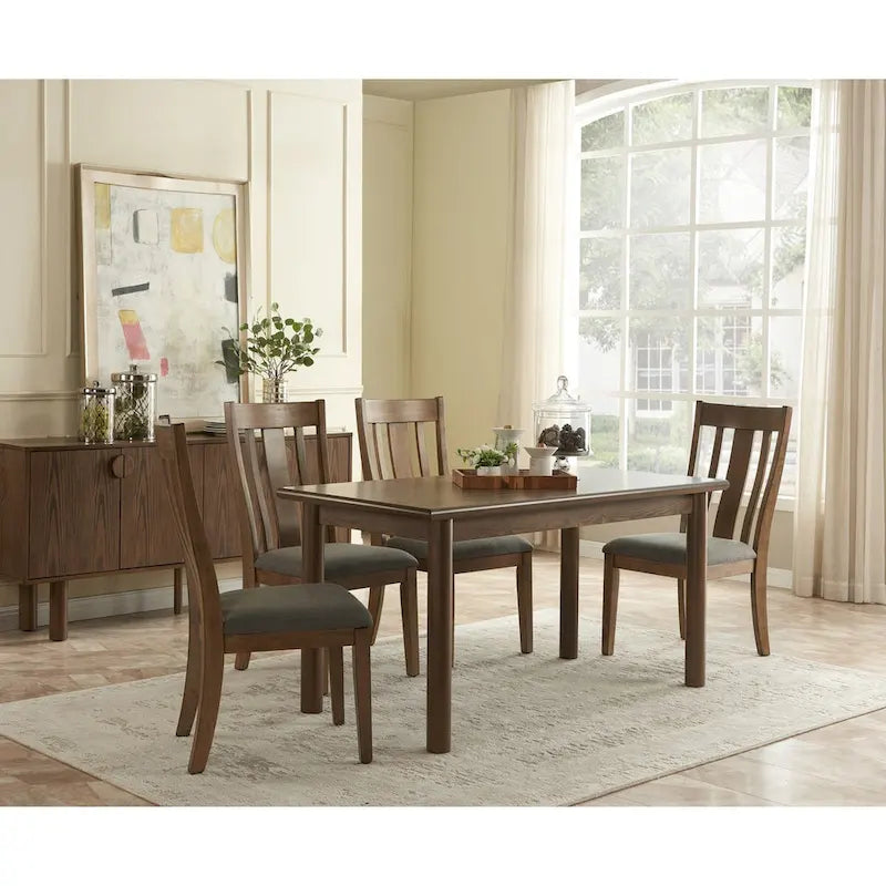Table de salle à manger rectangulaire moderne du milieu du siècle en noyer avec pieds en bois massif – Peut accueillir 6 à 8 personnes