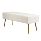 Banc en velours rayé gris foncé et crème avec pieds dorés – Style glamour, 2 places