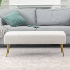 Banc en velours rayé gris foncé et crème avec pieds dorés – Style glamour, 2 places