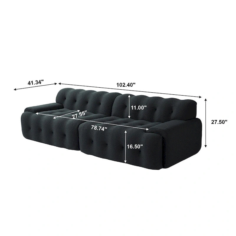 Canapé nuage 3 places vert / noir / gris clair – Style moderne, pour 3 personnes