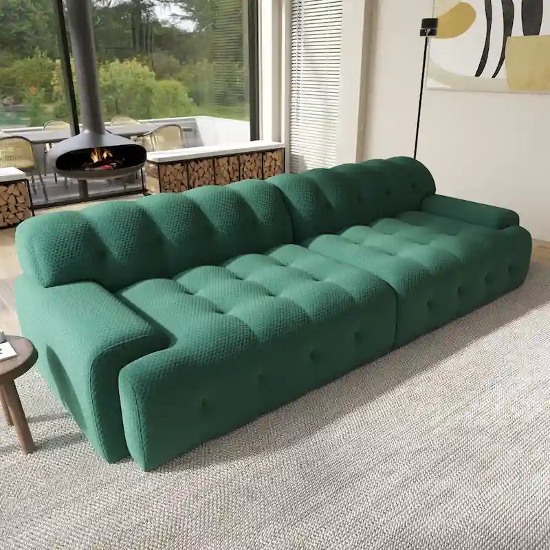 Canapé nuage 3 places vert / noir / gris clair – Style moderne, pour 3 personnes