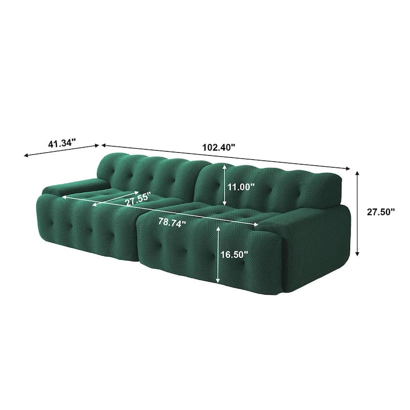 Canapé nuage 3 places vert / noir / gris clair – Style moderne, pour 3 personnes