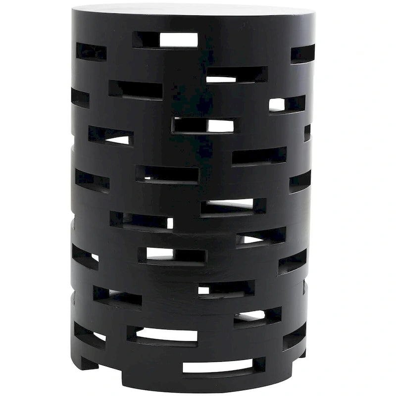 Table d'appoint latérale géométrique noire découpée – Style moderne, usage unique